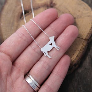 Tiny Jersey Cow necklace, sterling silver hand cut pendant and heart image 5