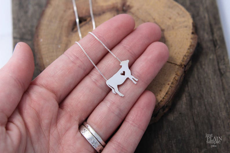 Tiny Jersey Cow necklace, sterling silver hand cut pendant and heart image 5