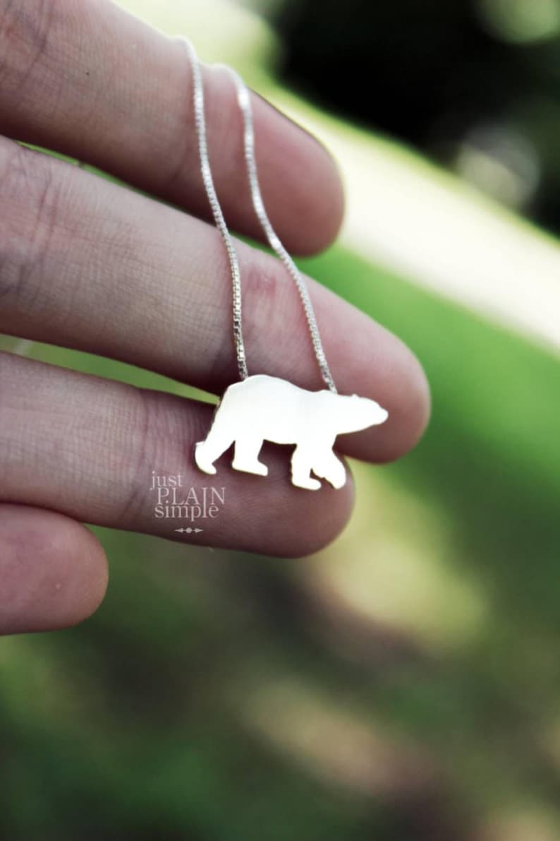 Tiny Polar Bear Necklace Sterling Silver Handmade Pendant Etsy