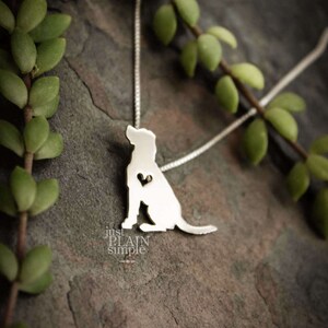 Tiny Labrador retriever, sterling silver handmade necklace and heart image 2