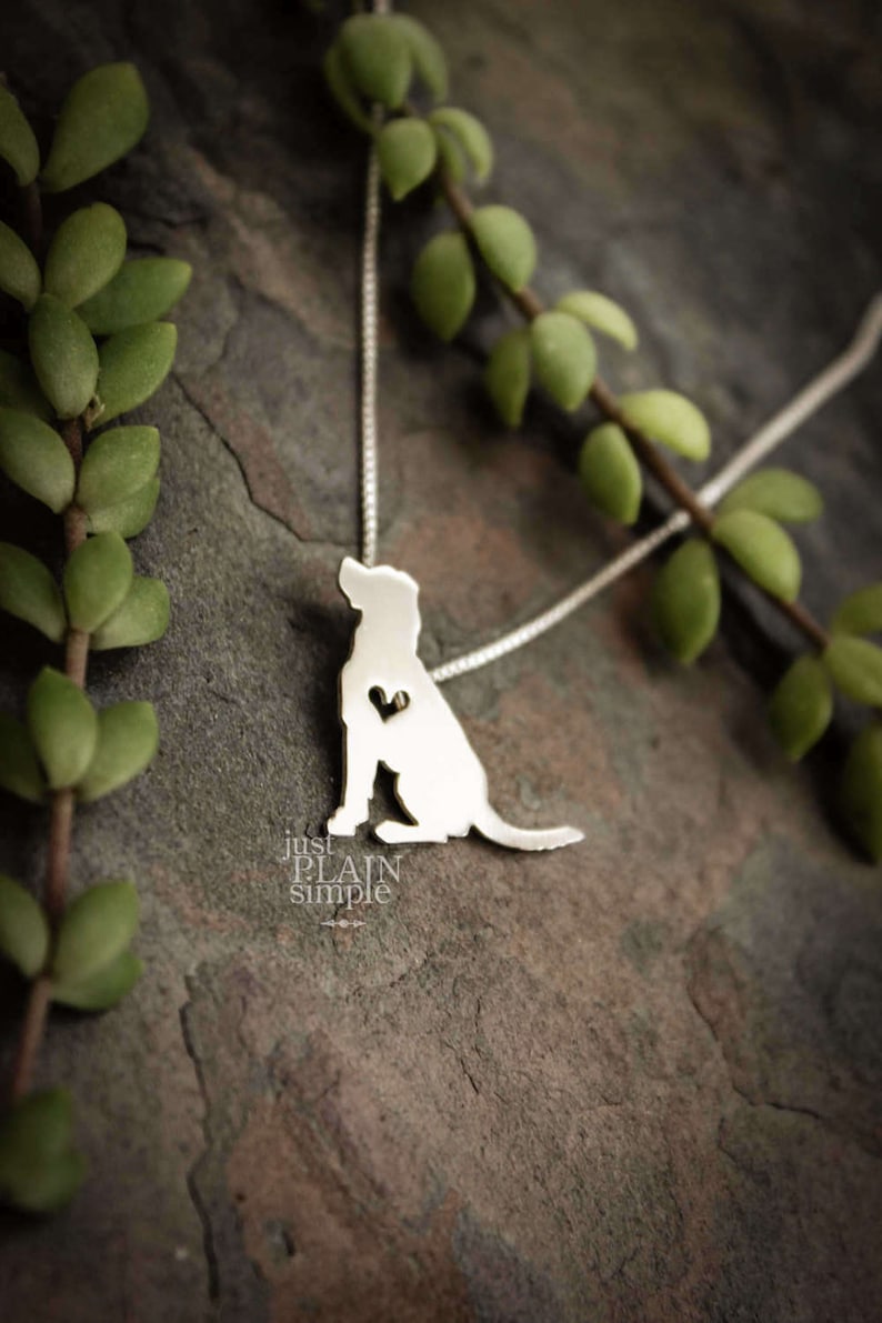 Tiny Labrador retriever, sterling silver handmade necklace and heart image 2
