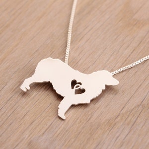 Australian Shepherd necklace with interlocking hearts, sterling silver, made by hand image 3