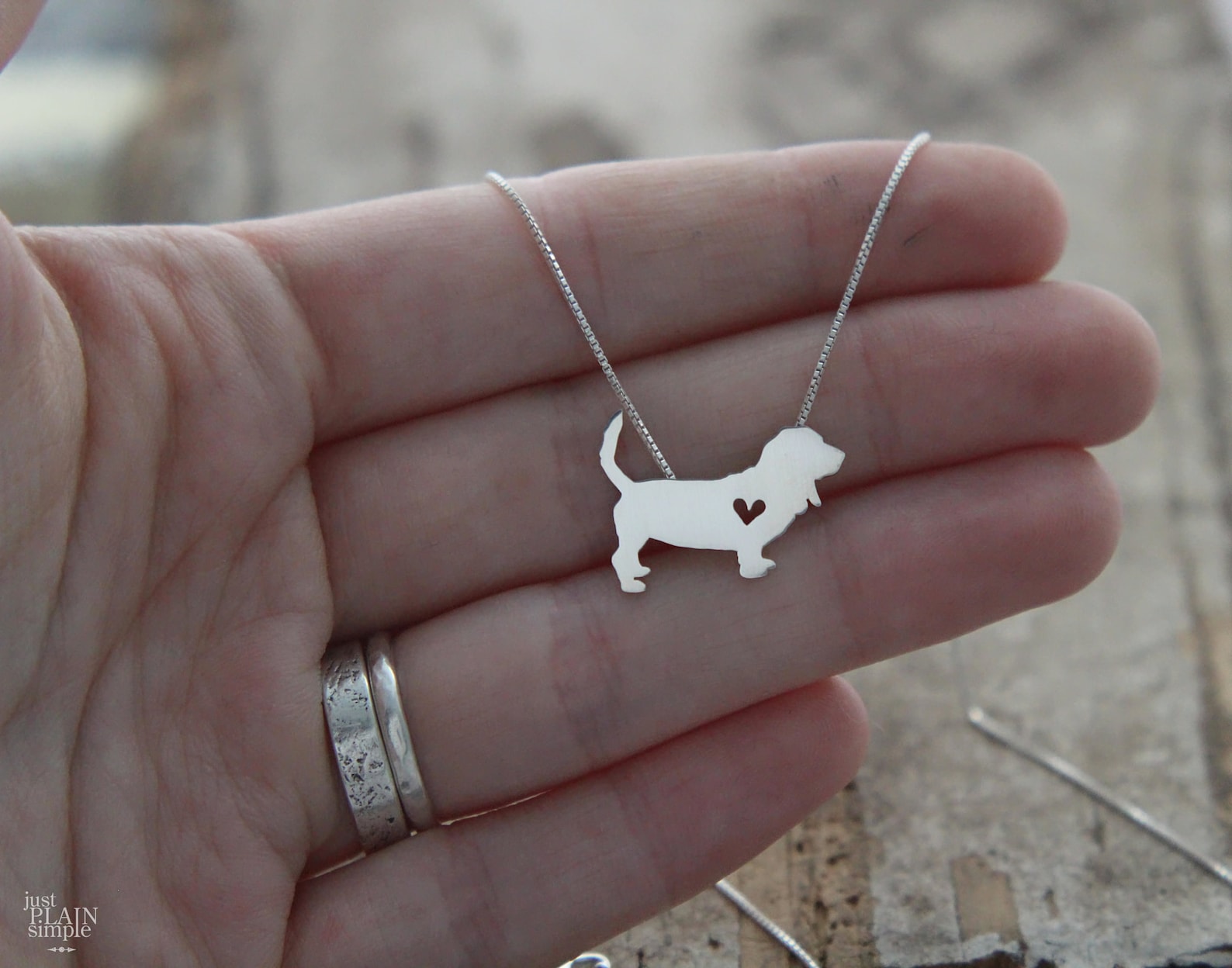 Tiny Basset Hound Necklace Sterling Silver Hand Cut Pendant Etsy