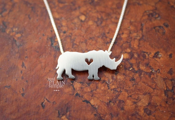 Tiny Rhinoceros Necklace, Sterling Silver Necklace, Hand Cut