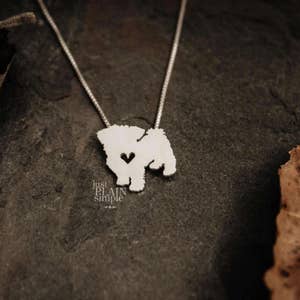 Tiny Maltese dog necklace, tiny sterling silver hand cut pendant with heart, tiny dog breed jewelry image 4