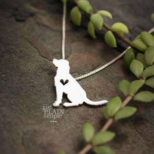 Tiny Labrador retriever, sterling silver handmade necklace and heart image 4