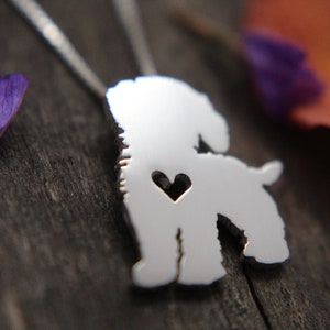 Tiny Cockapoo Necklace, Sterling Silver Hand Cut Pendant and Heart ...