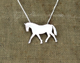 Tiny Horse necklace sterling silver, silver hand cut pendant