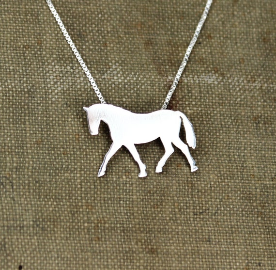 Horse necklace sterling silver tiny silver hand cut pendant Etsy