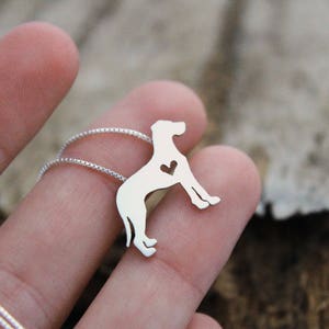 Tiny Great Dane necklace, sterling silver hand cut dog pendant and heart, image 5