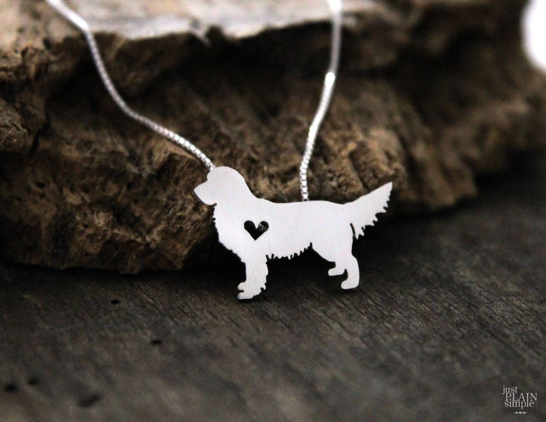 Tiny Golden Retriever necklace, sterling silver hand-cut dog lover jewelry image 1