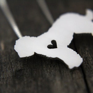 Tiny Goldendoodle necklace, sterling silver hand cut pendant and heart, dog breed jewelry image 3