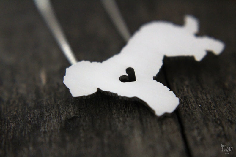 Tiny Goldendoodle necklace, sterling silver hand cut pendant and heart, dog breed jewelry image 3