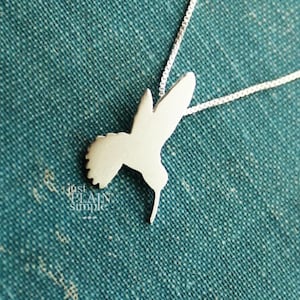 Tiny Hummingbird necklace, sterling silver bird pendant, hand made animal and nature jewelry