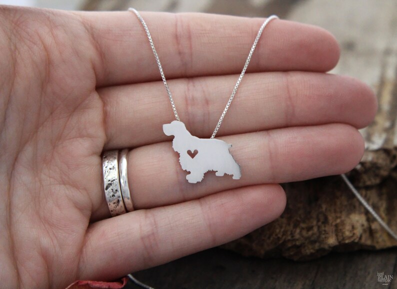 Tiny Cocker Spaniel necklace, sterling silver hand-cut dog lover jewelry image 4