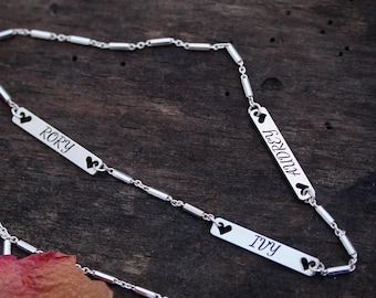 Personalized Sterling Silver Names Necklace, Keepsake Mom Jewelry