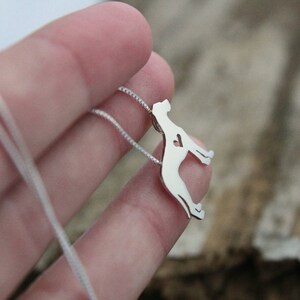 Tiny Great Dane necklace, sterling silver hand cut dog pendant and heart, image 4