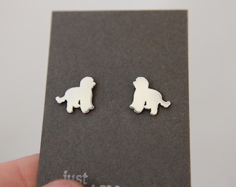 Sterling Silver Labradoodle Stud Earrings: Dog Lover Gift