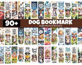 99 Dog Bookmark Sublimation PNG Bundle | Cute Puppy Quote Bookmarks PNG | Funny Dog Reading Tags for Kids, Teachers, Dog Lovers