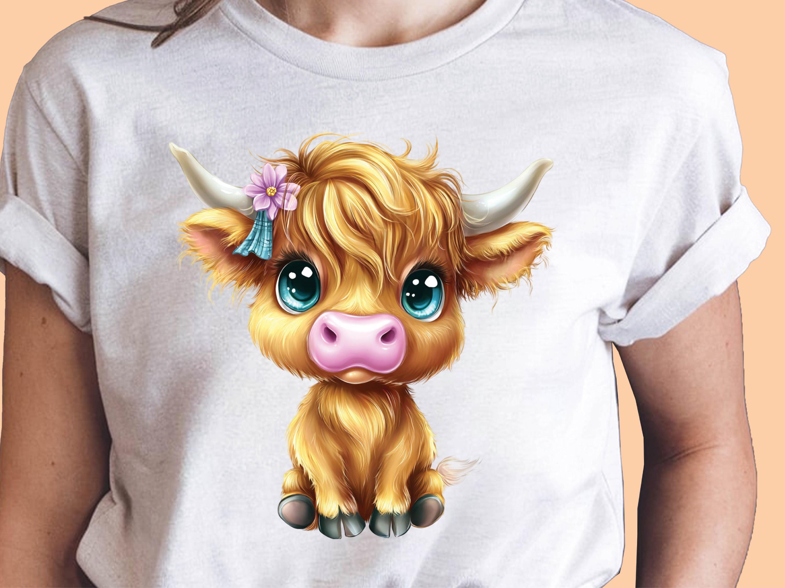 66 Cute Highland Cow Clipart PNG Bundle | Baby Cow Sublimation Graphics ...