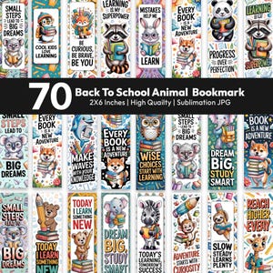 Back To School Animal Bookmarks Bundle, Printable Reading Tags for Kids, Bookmark Sublimation (Digital Download)