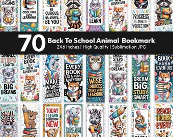 Back To School Animal Bookmarks Bundle, Printable Reading Tags for Kids, Bookmark Sublimation (Digital Download)