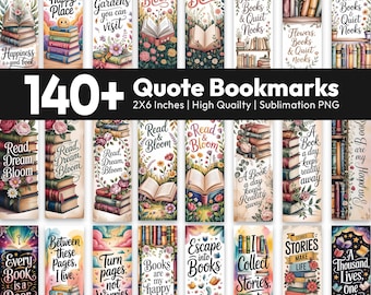 Paquete de 141 marcadores con citas, marcador de lectura inspirador (PNG), marcador motivacional (PNG), marcador imprimible por sublimación, marcador colorido
