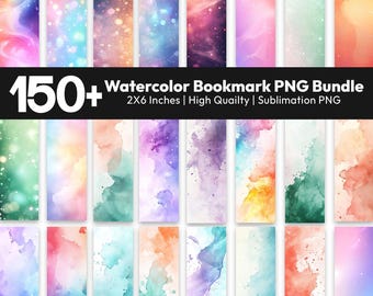 Aquarel bladwijzer PNG-bundel, pastelkleurige achtergronden, leestags, cadeaus boekenliefhebber, bladwijzersublimatie, digitale download