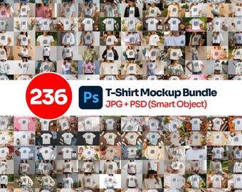 T-Shirt Mockup Bundle: Bella Canvas, Flat Lay, Lifestyle (PSD, JPG)
