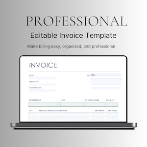 Editable Invoice Template, Printable Business Invoice, Minimalist Billing Form, Template for Small Business, Professional Business Invoice