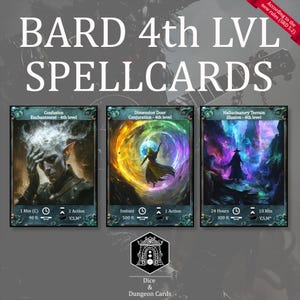 D&D Bard Spell Cards - spreuken van het 4e niveau - Geïllustreerde spreukenkaarten voor DnD om thuis af te drukken