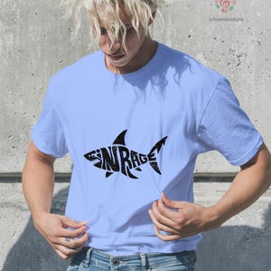 Unique Typography Shirt | Casual Wear - Custom Text to Shape the Shark Design | Men Wildlife Graphic Tee | Animal Lover Gift T-shirt