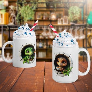 3D-doorbraak T-Rex-dinosaurusmok – Schattige pastelkleurige dino-koffiekop voor kinderen en dinoliefhebbers