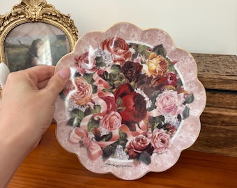 ①希少 Hall of Fame Roses 薔薇 アートプレート 2点 The Franklin Mint Heirloom Recommendation Victorian Rose Bouquet