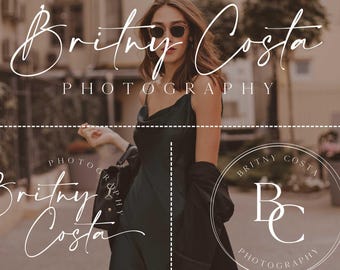 Può includere: Immagine con il testo "Britny Costa Photography" in un elegante carattere script. L'immagine include una donna con occhiali da sole e un vestito scuro. Sono presenti anche testo aggiuntivo e un logo.