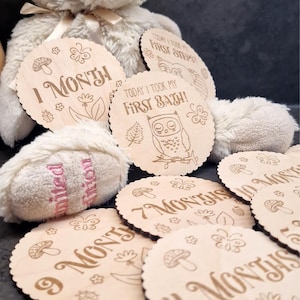 18 cartes en bois jalons, accessoires photo pour bébé la première année CRW3
