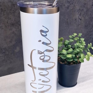 Personalized Thermo Tumbler with Engraved Name, Custom Stainless Steel Drinkware CRW34