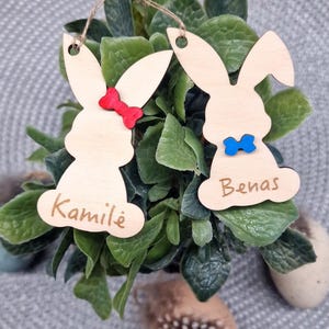 Étiquette de panier de lapin en bois, étiquettes de panier de Pâques personnalisées, nom de sac de Pâques, cadeau de Pâques en bois pour bébé, cadeaux de Pâques pour enfants, étiquette de sac personnalisée
