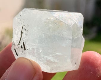 Aguamarina pakistaní con cristal de turmalina DT, pieza de coleccionista