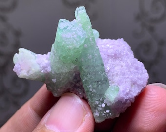 Turmalina verde - Terminada - Lepidolita - Ejemplar de coleccionista - Kunar Afghan