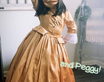CosplayDiy Musical Hamilton Cosplay Costume Angelica Peggy Eliza Schuyler Sisters Dress Girls Hamilton Colonial Dress