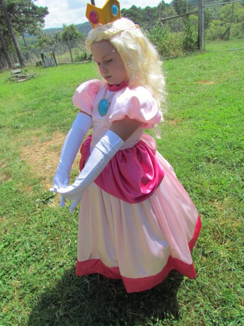 Princess Peach Dress Up Girls Pretend Quality Modest Mario Bros Halloween Cosplay Costume Adult Size