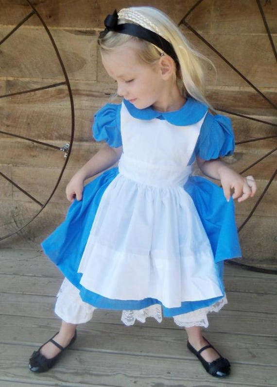 Alice in Wonderland Storytime Character Handmade Modest Halloween Costume 3 Piece Set --Alice-- Child Sizes