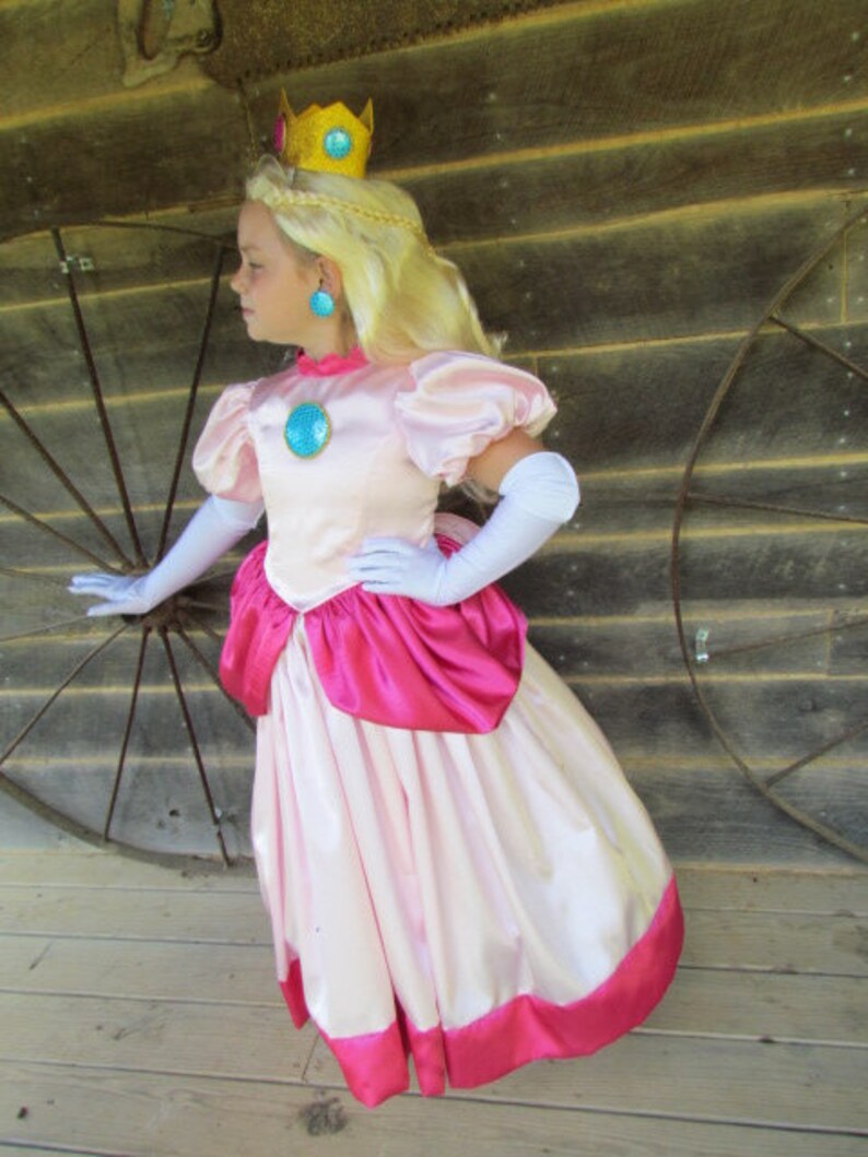 Princess Peach Dress Up Girls Pretend Quality Modest Mario Bros Halloween Cosplay Costume Adult Size