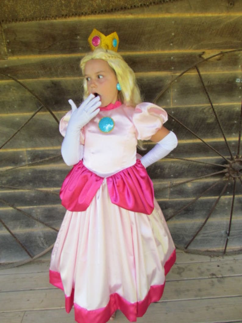 Princess Peach Dress Up Girls Pretend Quality Modest Mario Bros Halloween Cosplay Costume Adult Size