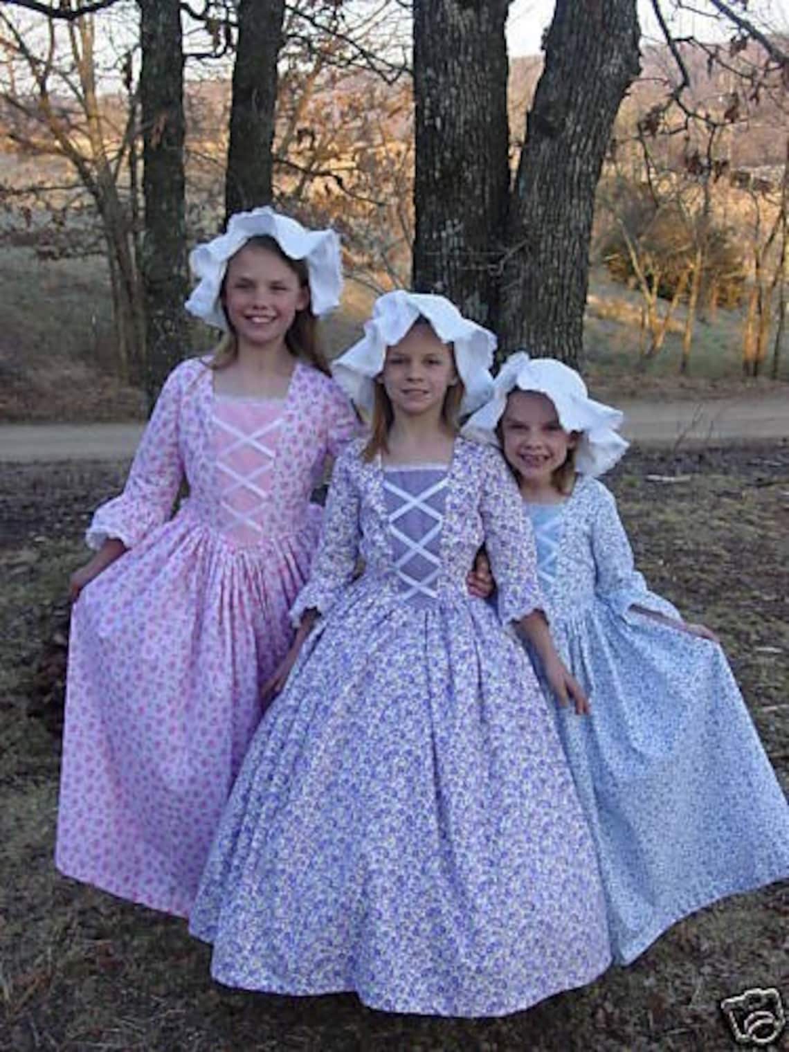 Historical Period Clothing Costume Colonial Girl Dress Purple Etsy