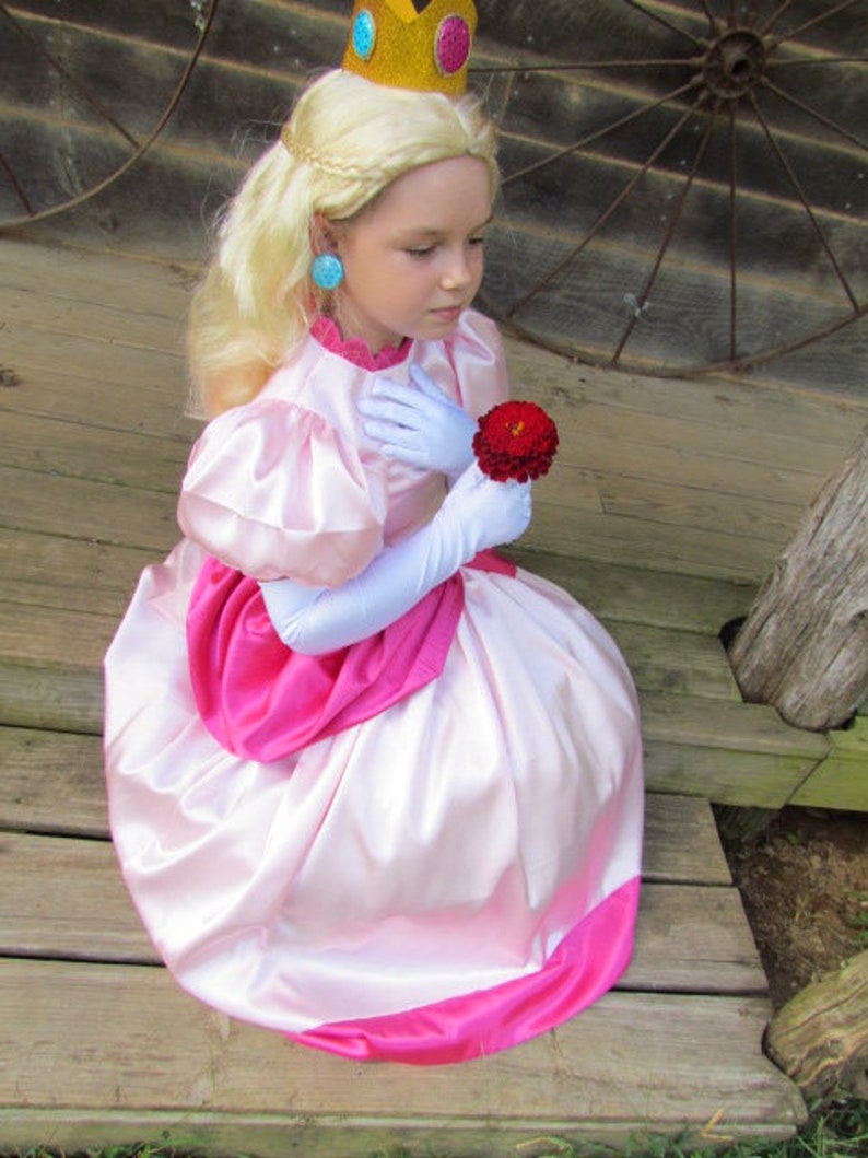 Princess Peach Dress Up Girls Pretend Quality Modest Mario Bros Halloween Cosplay Costume Adult Size