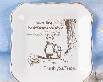 Thank You Gift For Teacher,Never Forget The Difference You Make,Custom Teacher Ring Dish,Teacher Appreciation Gift,Mentor Gift From Student.