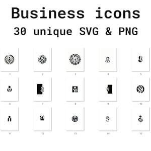 30 Business Icons, Minimalist Line SVG and PNG Icon Set, Corporate Icons for Website, branding and presentations