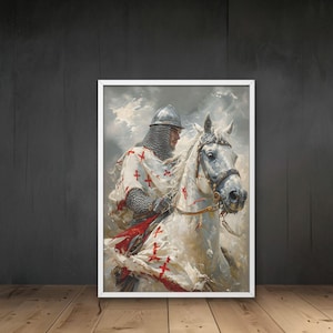 Templar Knight Art Print – Medieval Crusader | Digital Download Wall Art | Historical Warrior Painting